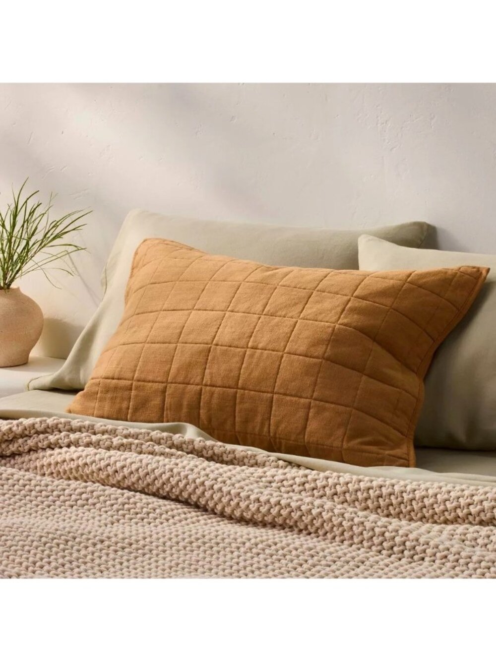 Casaluna Heavyweight Linen Blend Warm Brown Brown Standard Pillow Sham 20" x 26"